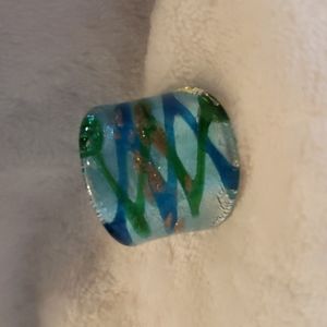 NWOT Murano green, blue, gold, and silver glass ring 💍